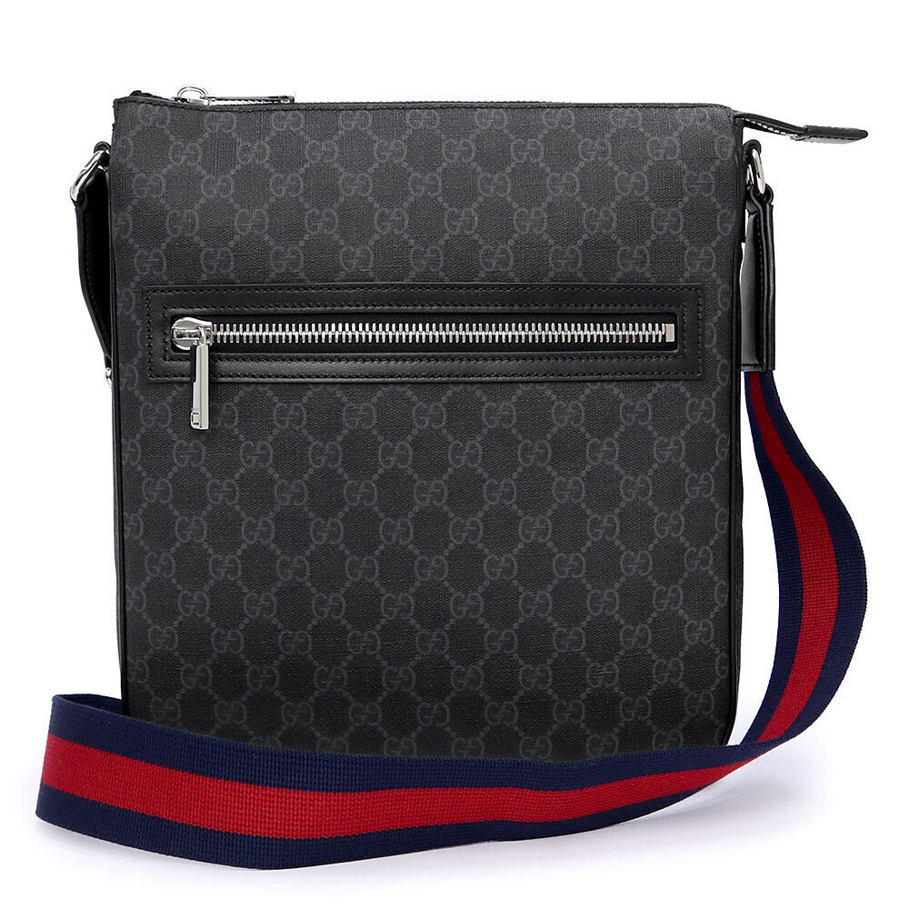 GUCCI Messenger Bag GG Supreme Canvas Black Shoulder Crossbody